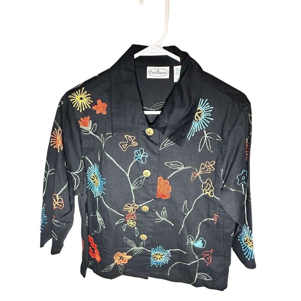 Vintage Patchington Button Down Embroidered Jacket Sz S